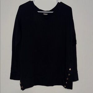 Chico's‎ Black Sweatshirt with Gold Button Accents